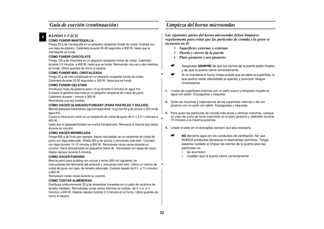 Samsung MR87/XEC, MR87-S/XEC manual Limpieza del horno microondas, Rápido Y Fácil 