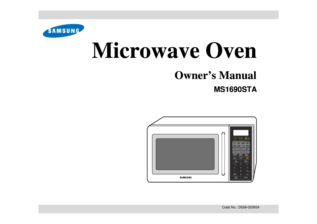 Samsung DE68-02065A manual MS1690STA, Microwave Oven 