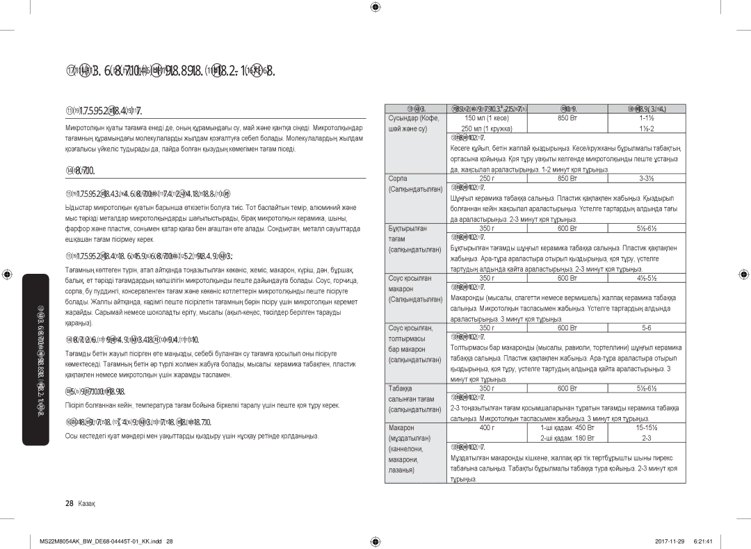 Samsung MS22M8054AK/BW, MS22M8054AW/BW manual Тағам пісіруге қатысты ақыл-кеңес, Микротолқындар, Пісіру 