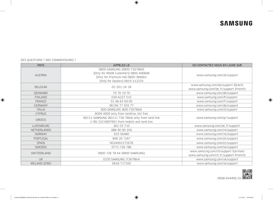 Samsung MS22M8054AK/EF, MG22M8074AT/EF, MG22M8054AK/EF, MS22M8074AT/EF manual Austria 