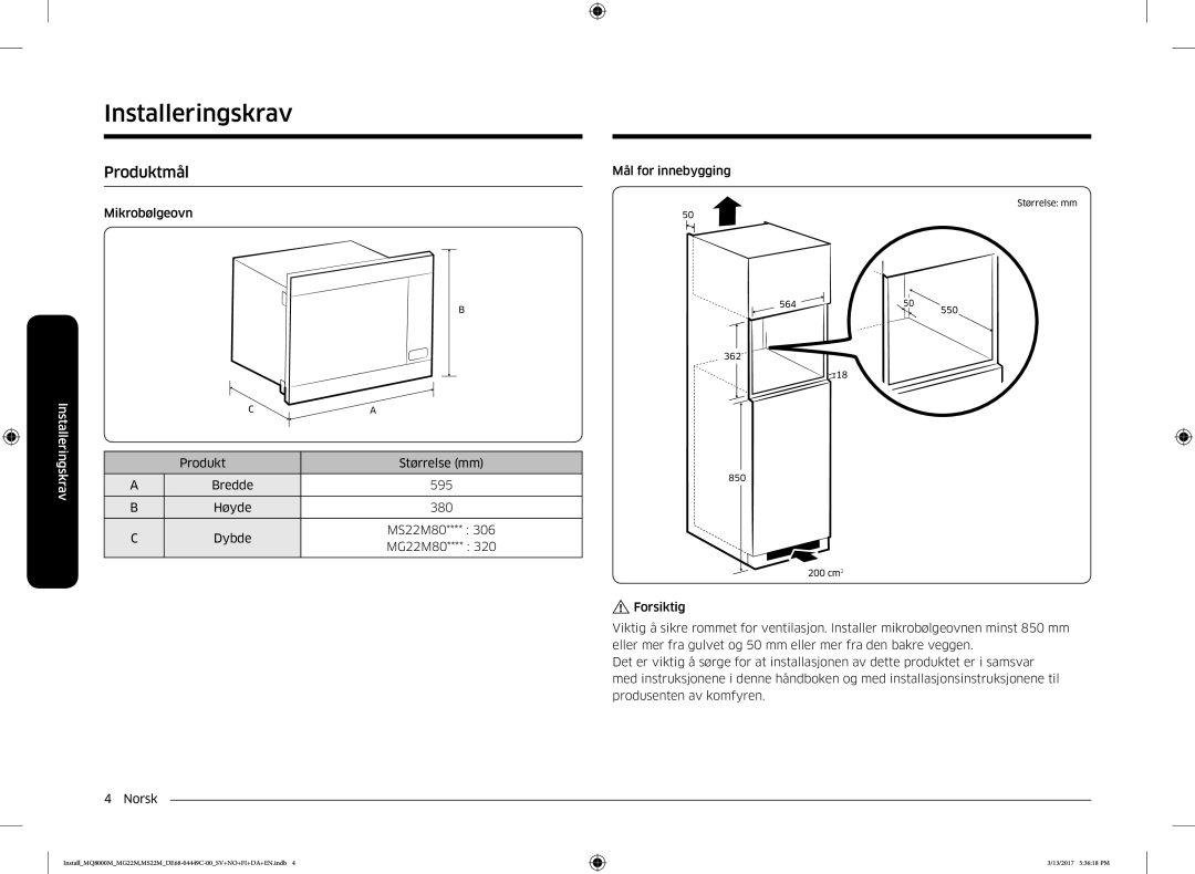 Samsung MS22M8074AT/EE, MS22M8054AW/EE, MS22M8054AK/EE manual Produktmål 