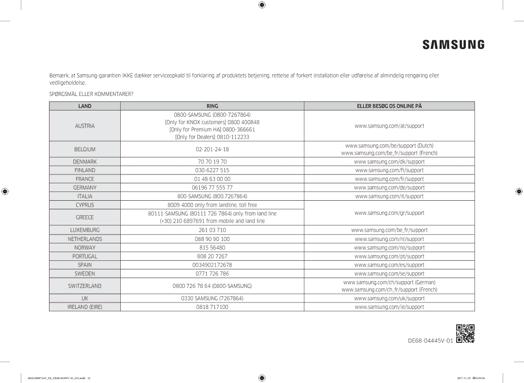 Samsung MS22M8074AT/EE manual 02-201-24-18, 70 70 19, 030-6227, 01 48 63 00, 06196 77 555, 261 03, 088 90 90, 815, 808 20 