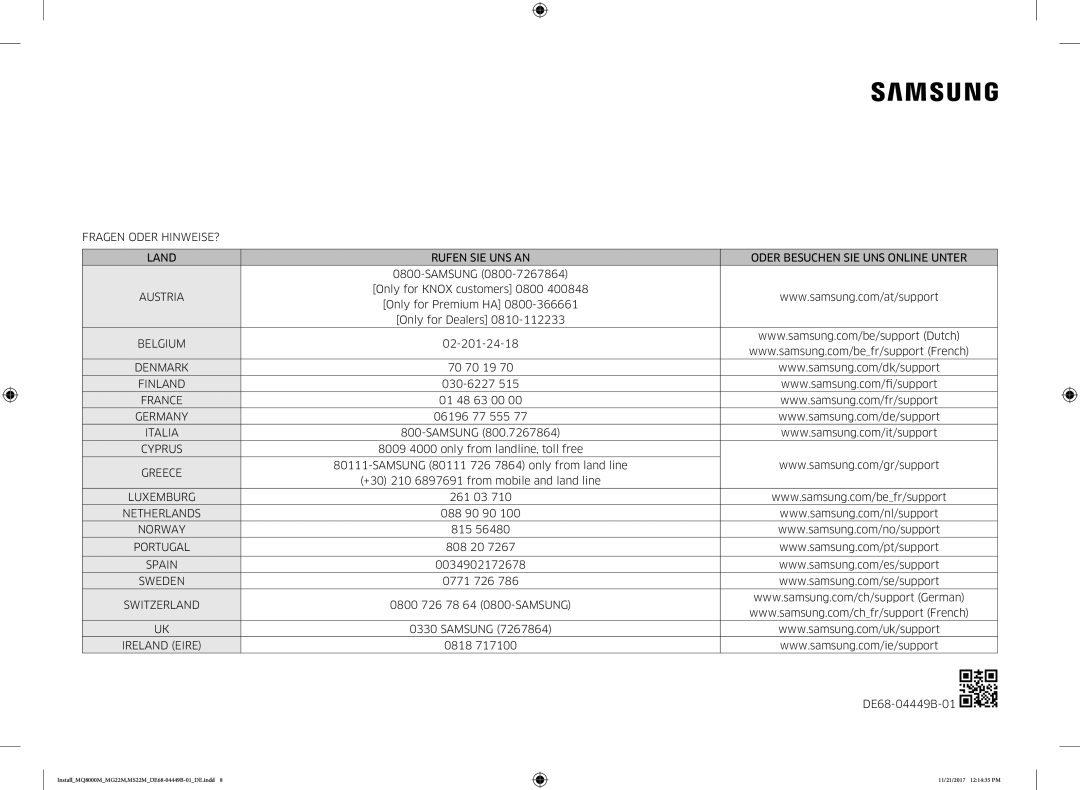 Samsung MS22M8074AT/EG, MG22M8074AT/EG manual Belgium 