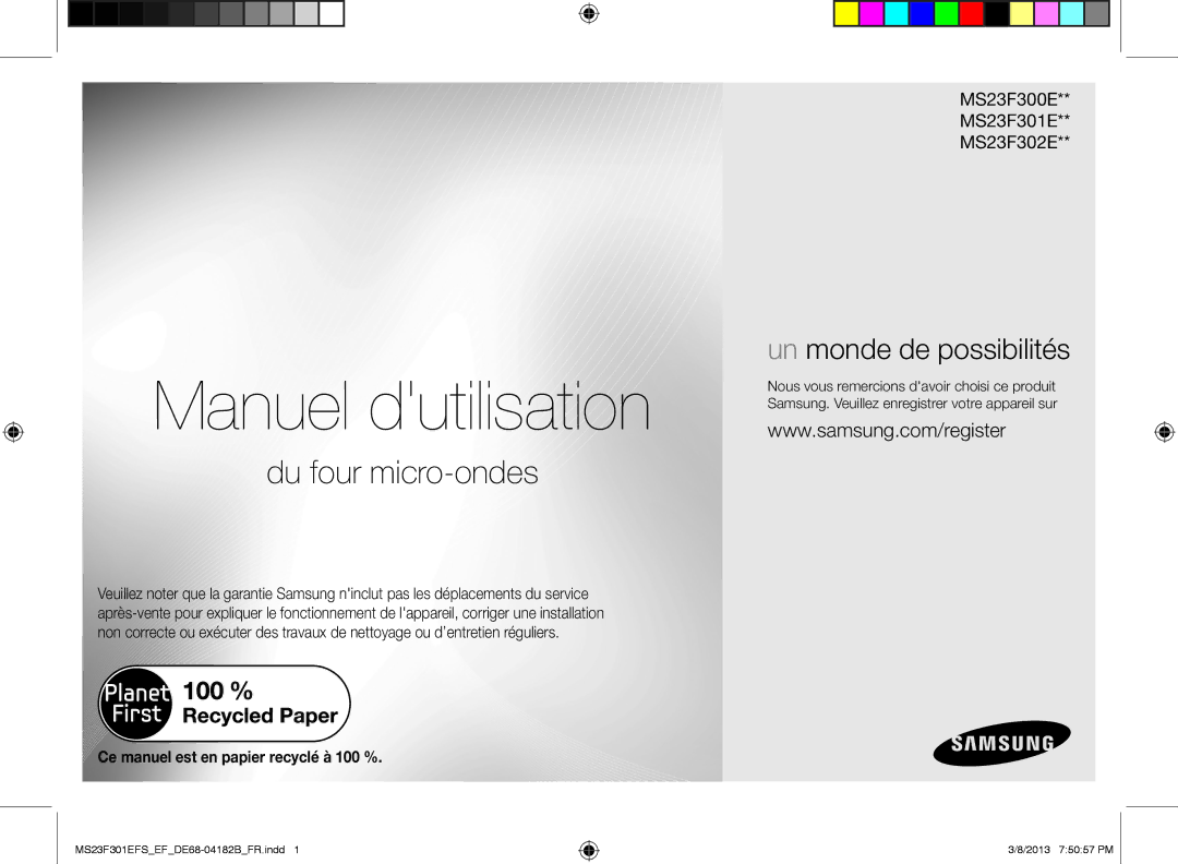 Samsung MS23F300EAK/EF manual Manuel dutilisation 