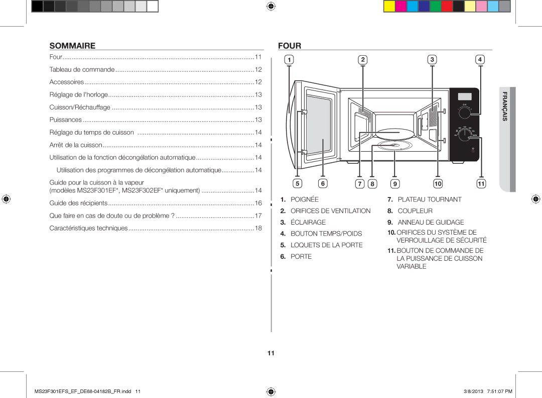 Samsung MS23F300EAK/EF manual Sommaire, Four, Accessoires 