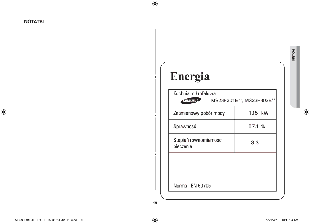 Samsung MS23F301ELW/EG, MS23F301EAS/EG, MS23F301ELW/EO, MS23F301EAS/EO, MS23F301EAW/EO, MS23F301EAW/SW MS23F301E**, MS23F302E 