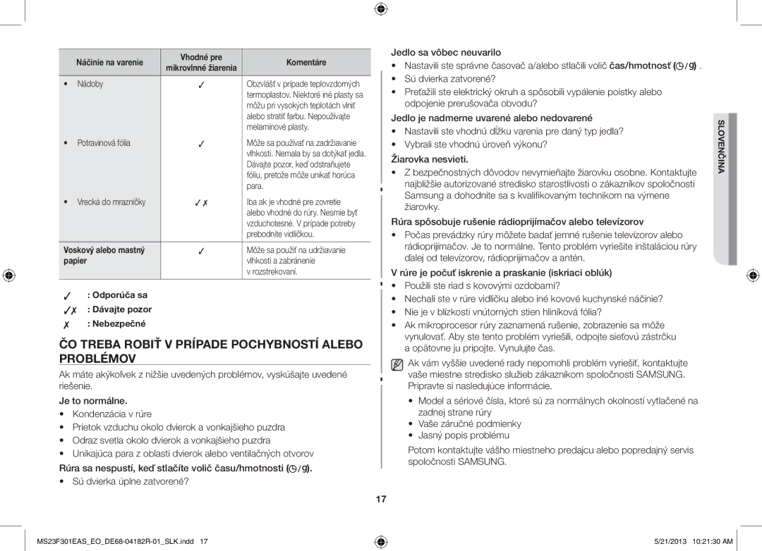 Samsung MS23F301EAS/EO manual ČO Treba Robiť V Prípade Pochybností Alebo Problémov, Odporúča sa Dávajte pozor Nebezpečné 