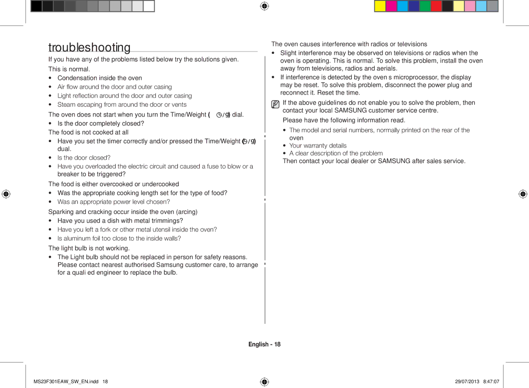 Samsung MS23F301EAS/EO, MS23F301EAW/EO, MS23F301EAW/SW manual Troubleshooting 