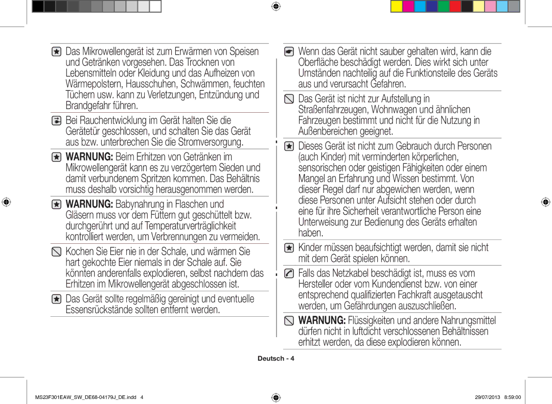 Samsung MS23F301EAS/EO, MS23F301EAW/EO, MS23F301EAW/SW manual Deutsch 