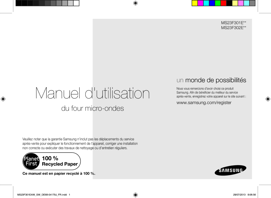 Samsung MS23F301EAW/SW, MS23F301EAS/EO, MS23F301EAW/EO manual Manuel dutilisation 