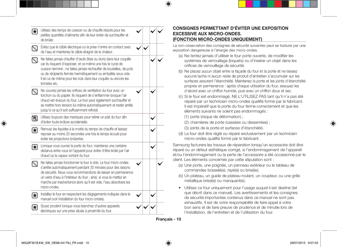 Samsung MS23F301EAW/SW, MS23F301EAS/EO, MS23F301EAW/EO manual Français 