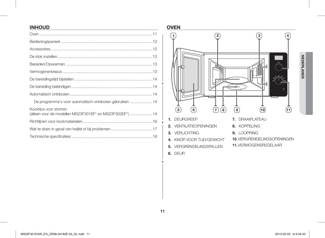 Samsung MS23F301EAW/EF, MS23F301EAW/EG, MS23F301EAS/EG, MS23F301ELW/EG, MS23F301EAS/EN Inhoud, Oven, Kooktips voor stomen 