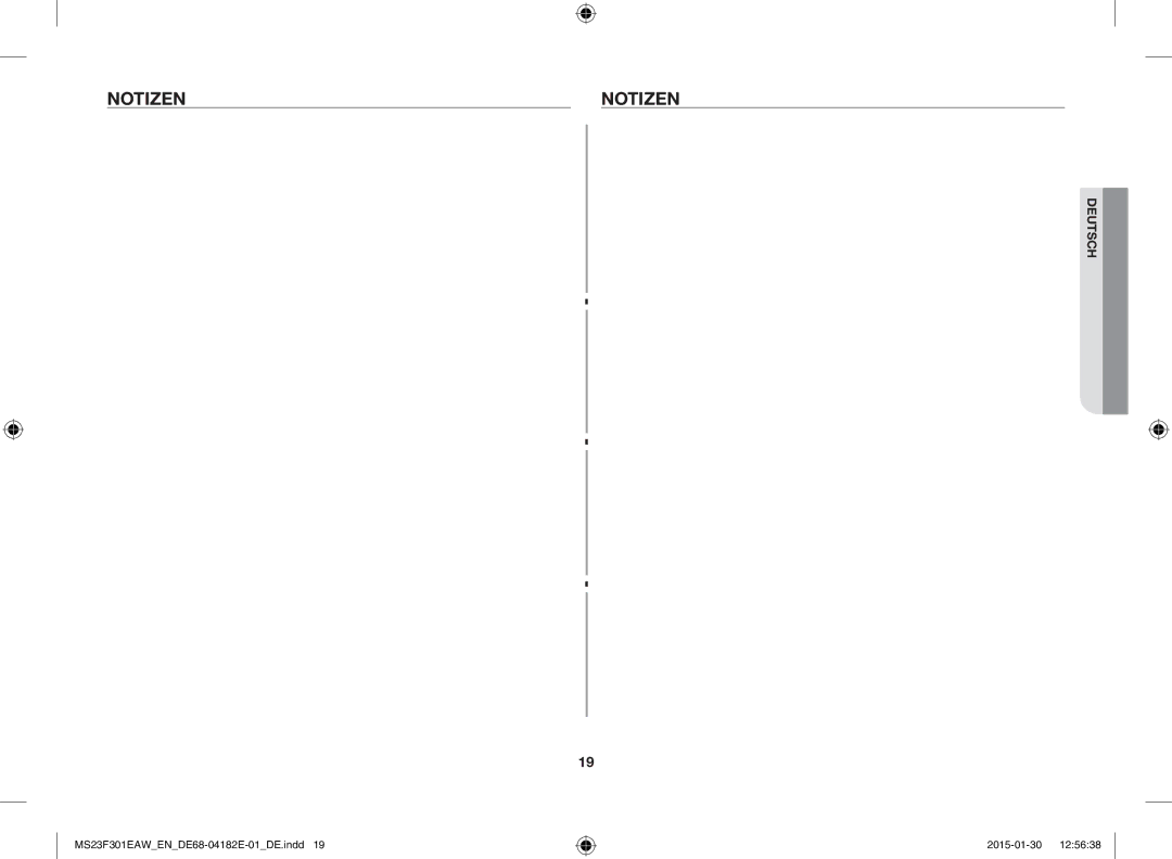 Samsung MS23F301EAW/EF, MS23F301EAW/EG, MS23F301EAS/EG, MS23F301ELW/EG, MS23F301EAS/EN, MS23F301ELW/EN, MS23F301EAK/EN Notizen 