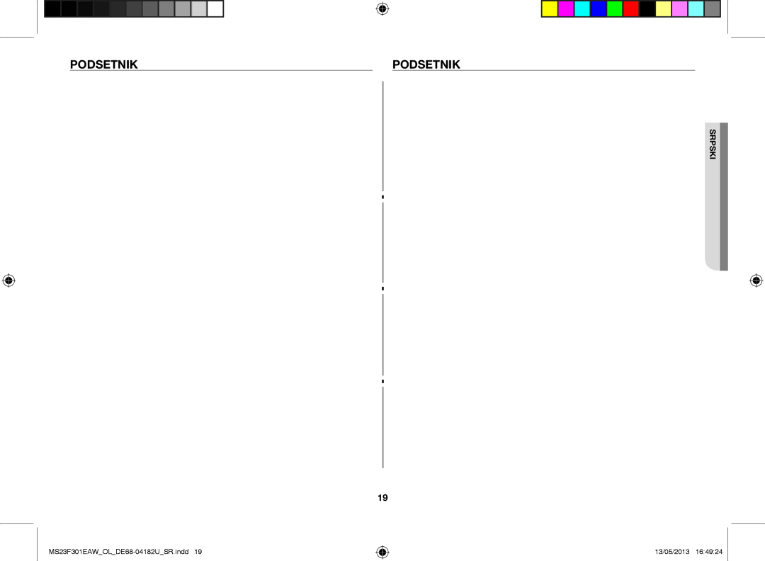 Samsung MS23F301EAK/OL, MS23F301EAW/OL manual Podsetnik 