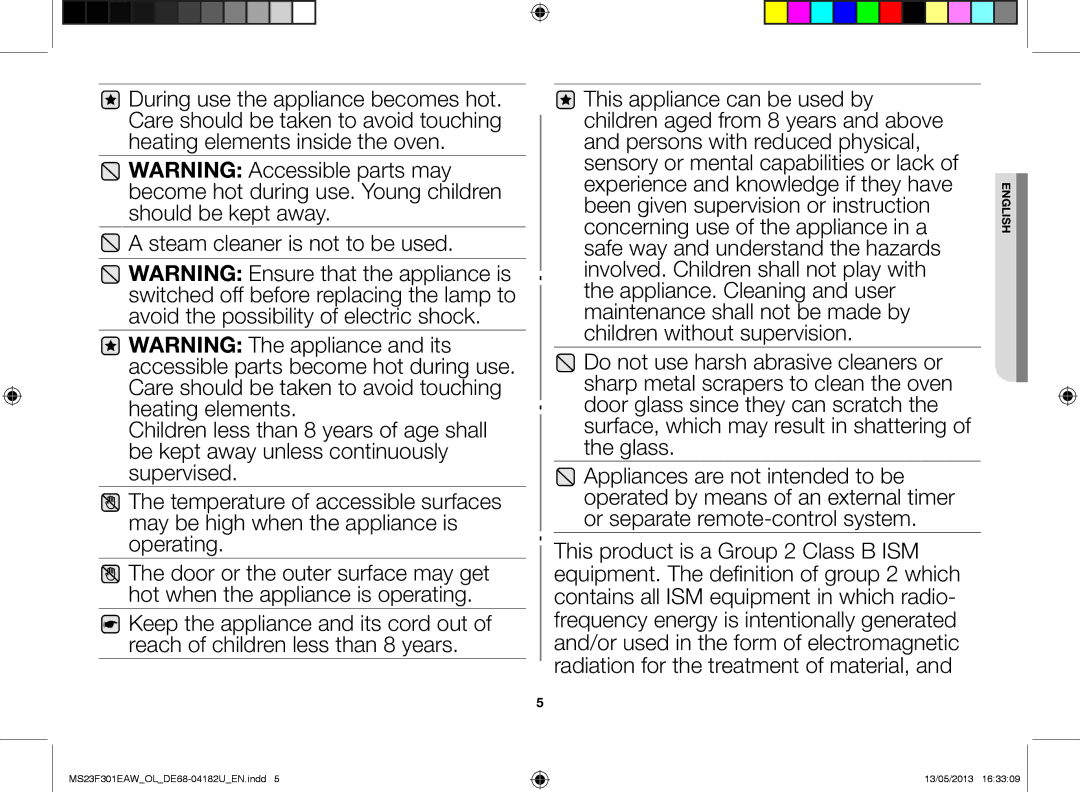 Samsung MS23F301EAK/OL, MS23F301EAW/OL manual English 