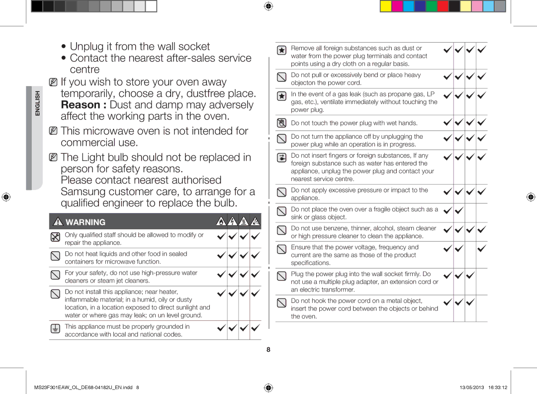 Samsung MS23F301EAW/OL, MS23F301EAK/OL manual English 