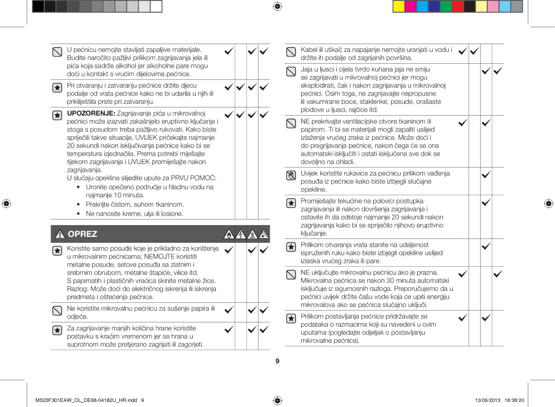 Samsung MS23F301EAK/OL, MS23F301EAW/OL manual Oprez 