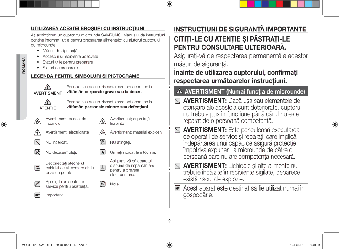 Samsung MS23F301EAW/OL, MS23F301EAK/OL Reparat de o persoană competentă, Apelaţi la un centru de service pentru asistenţă 