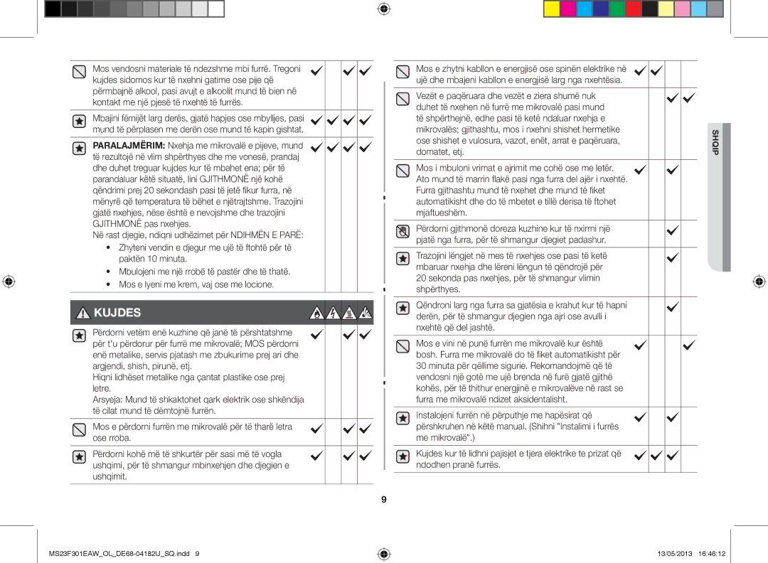 Samsung MS23F301EAK/OL, MS23F301EAW/OL manual Kujdes 