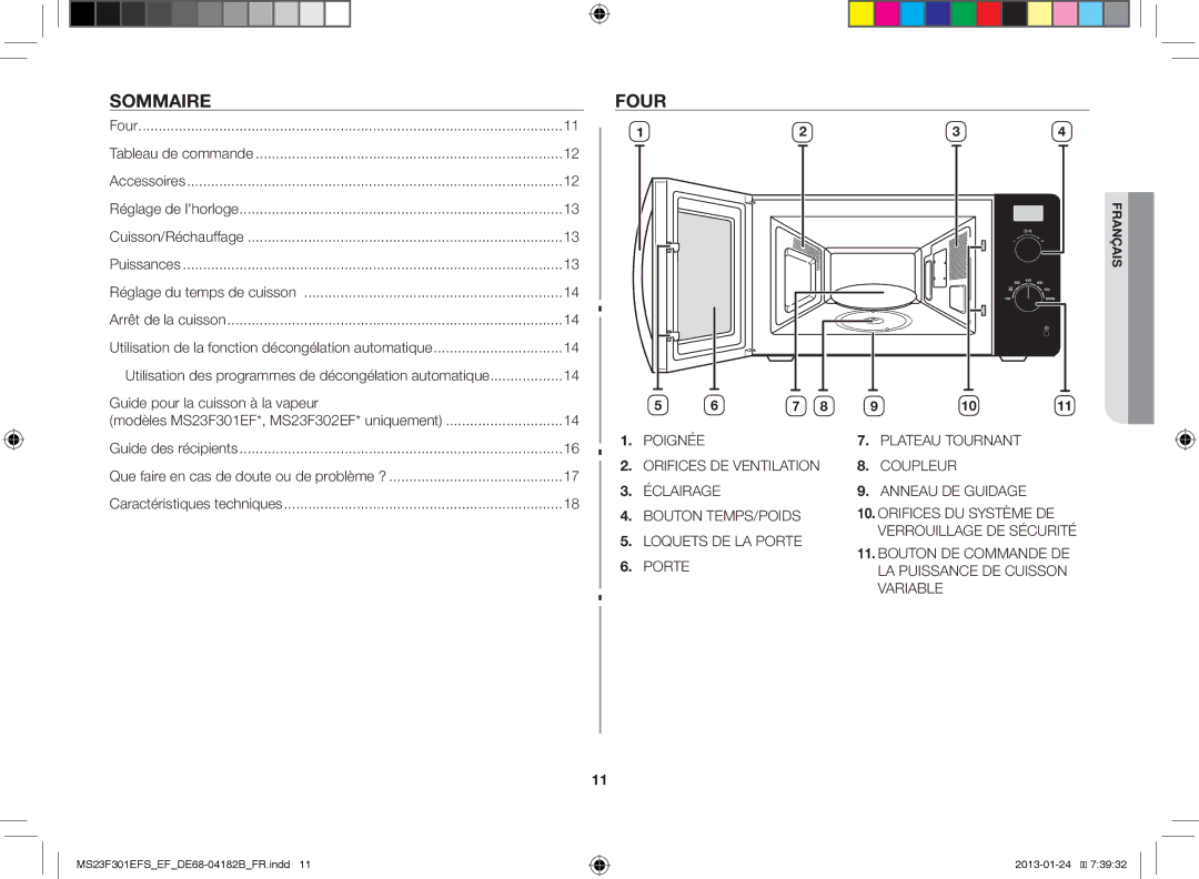 Samsung MS23F300EAW/EF, MS23F301EFS/EF, MS23F301EAW/EF manual Sommaire, Four 