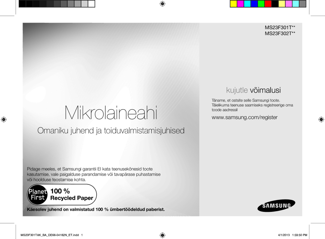 Samsung MS23F301TAK/BA manual Mikrolaineahi 