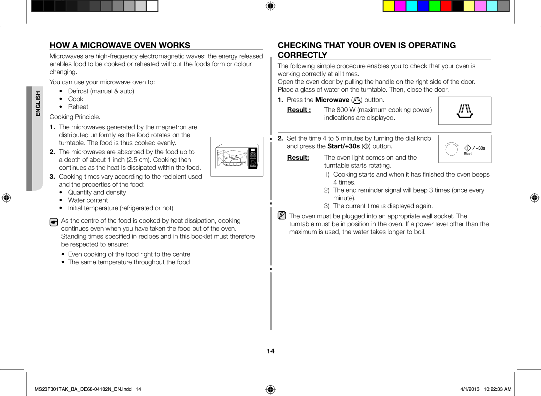 Samsung MS23F301TAK/BA manual How a microwave oven works, Checking that your oven is operating correctly 