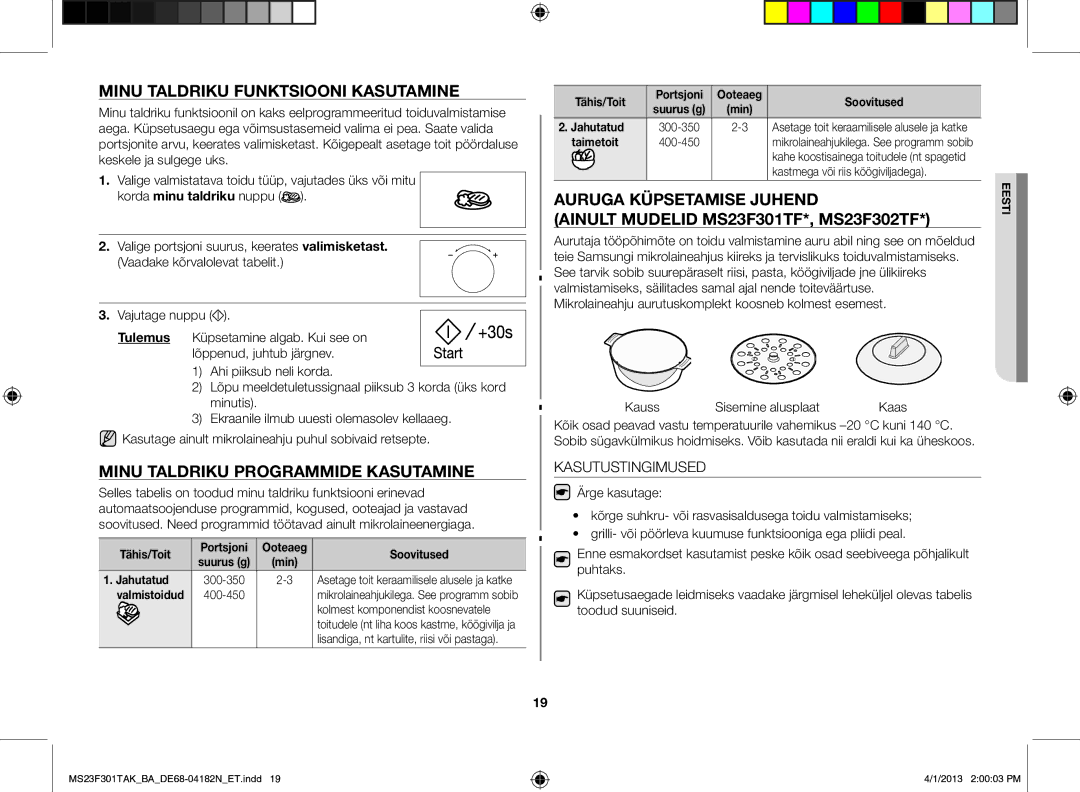 Samsung MS23F301TAK/BA manual Minu taldriku funktsiooni kasutamine, Minu taldriku programmide kasutamine, Kasutustingimused 