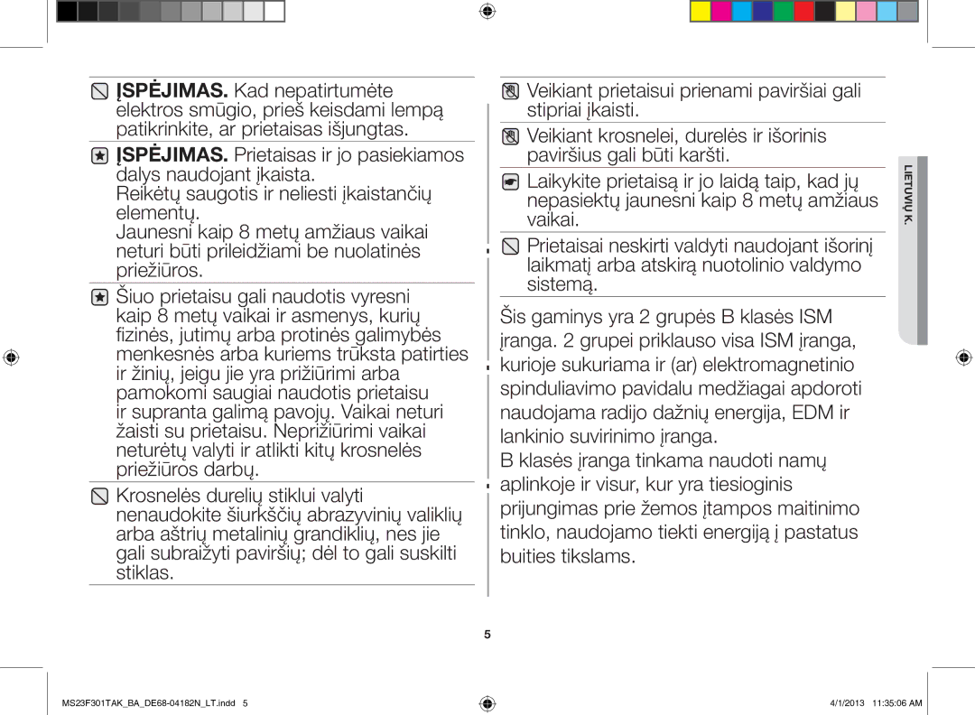 Samsung MS23F301TAK/BA manual Lietuvių K 