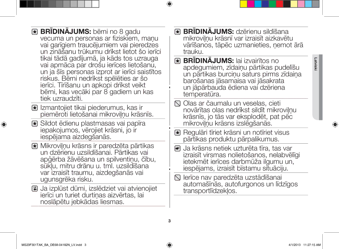 Samsung MS23F301TAK/BA manual Un jāpārbauda ēdiena vai dzēriena temperatūra 