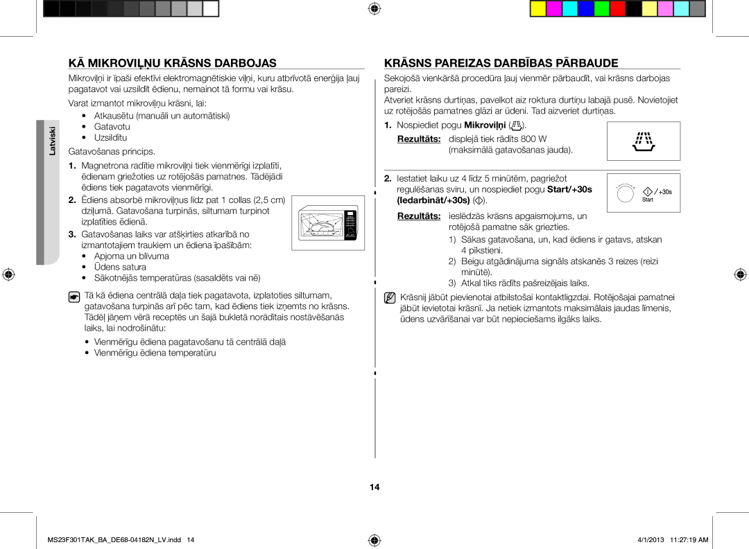 Samsung MS23F301TAK/BA manual Kā mikroviļņu krāsns darbojas, Krāsns pareizas darbības pārbaude 