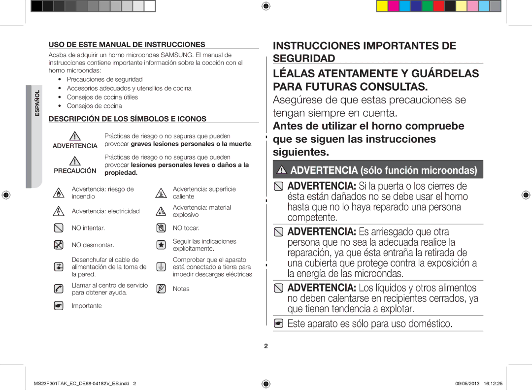 Samsung MS23F301TAK/EC Este aparato es sólo para uso doméstico, Notas, Llamar al centro de servicio para obtener ayuda 