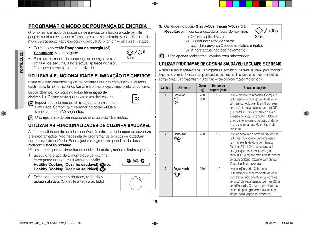 Samsung MS23F301TAK/EC manual Programar o modo de poupança de energia, Utilizar a funcionalidade eliminação de cheiros 