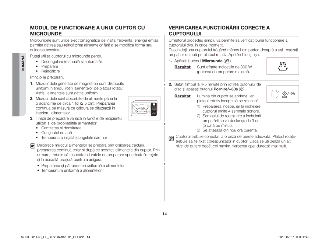 Samsung MS23F301TAK/LI Modul DE Funcţionare a Unui Cuptor CU Microunde, Verificarea Funcţionării Corecte a Cuptorului 