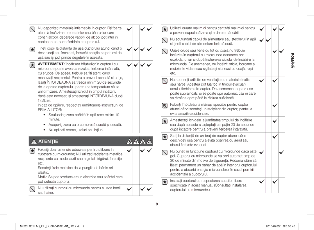 Samsung MS23F301TAK/ZA, MS23F301TAS/EO manual În caz de opărire, respectaţi următoarele instrucţiuni de, Prim Ajutor 