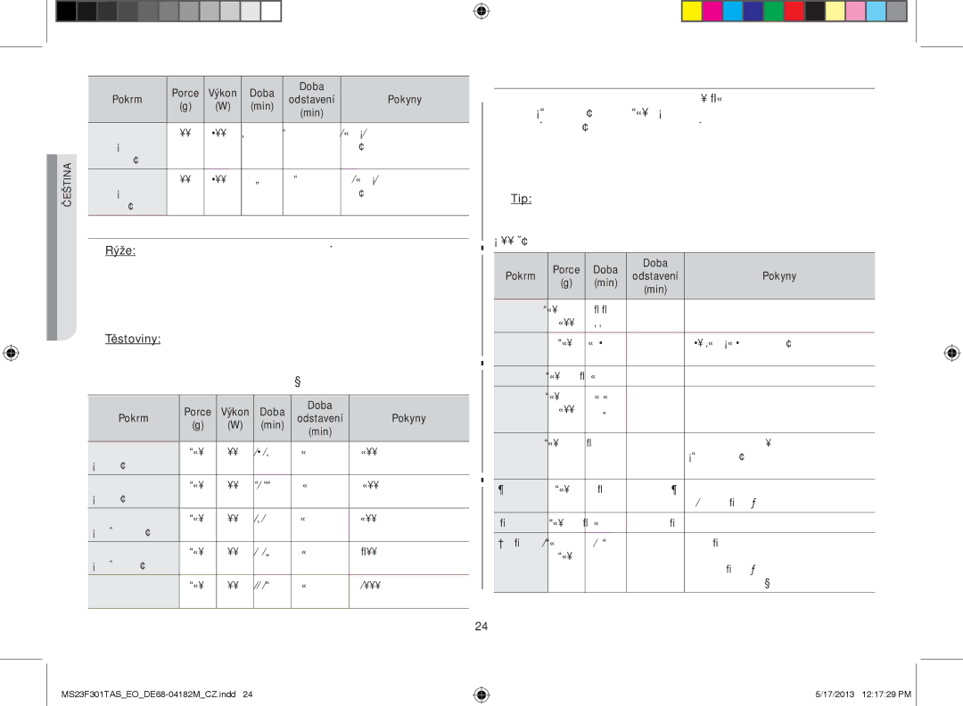 Samsung MS23F301TAS/EO, MS23F301TAS/OL, MS23F301TFK/EO manual Porce Doba Pokrm 