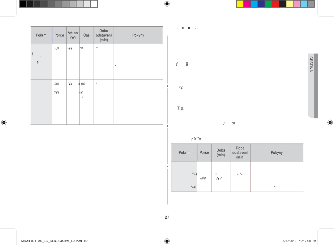 Samsung MS23F301TAS/EO, MS23F301TAS/OL, MS23F301TFK/EO manual Ruční Rozmrazování 