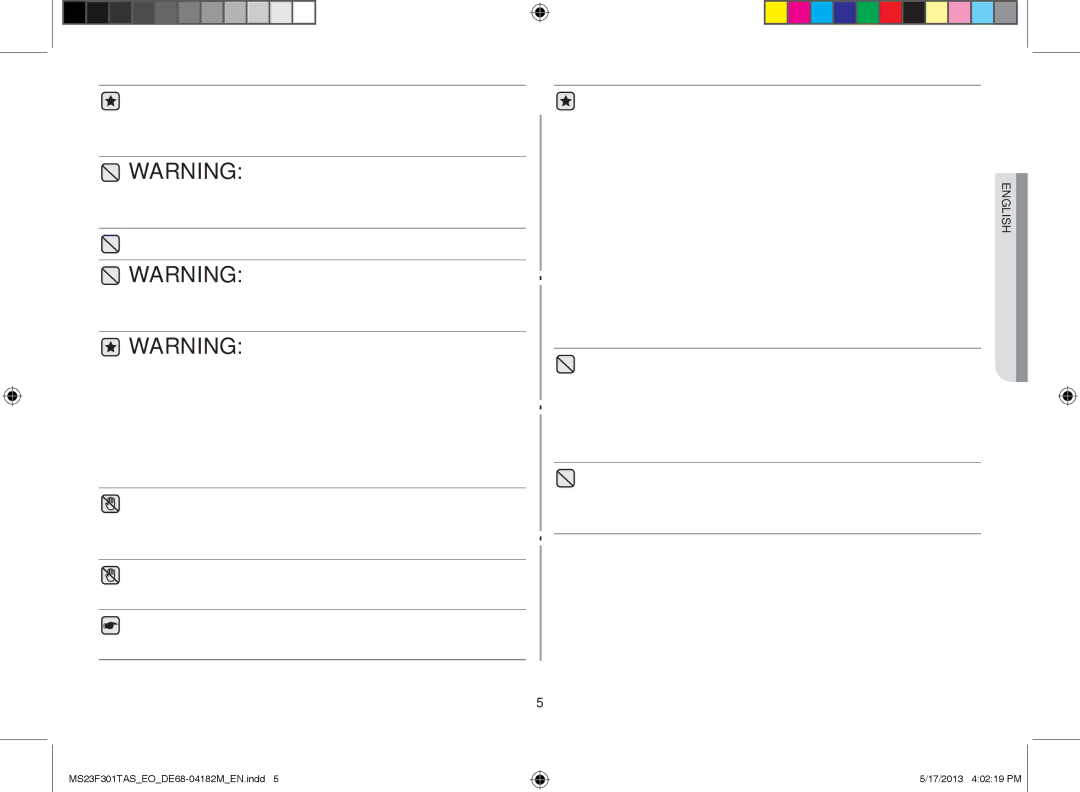 Samsung MS23F301TAS/OL, MS23F301TAS/EO, MS23F301TFK/EO manual English 