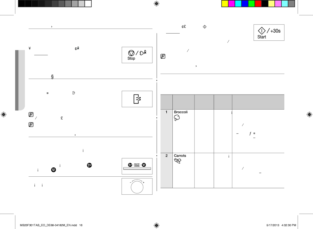 Samsung MS23F301TAS/EO manual Setting the ENErGy SavE modE, Using the dEodorIzE fEaTUrE, Using the HEaLTHy cookING fEaTUrES 