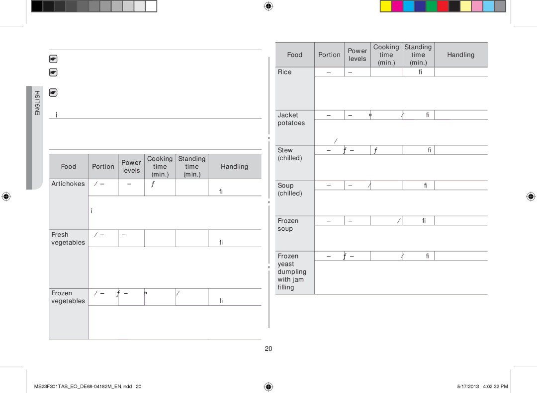 Samsung MS23F301TAS/OL, MS23F301TAS/EO, MS23F301TFK/EO manual Maintenance, Defrosting, Cooking 