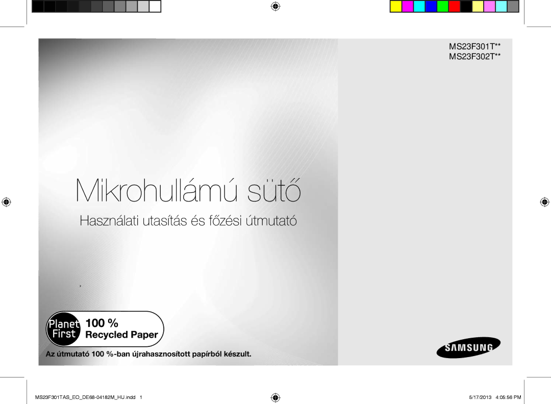 Samsung MS23F301TAS/EO, MS23F301TAS/OL, MS23F301TFK/EO manual Mikrohullámú sütő 