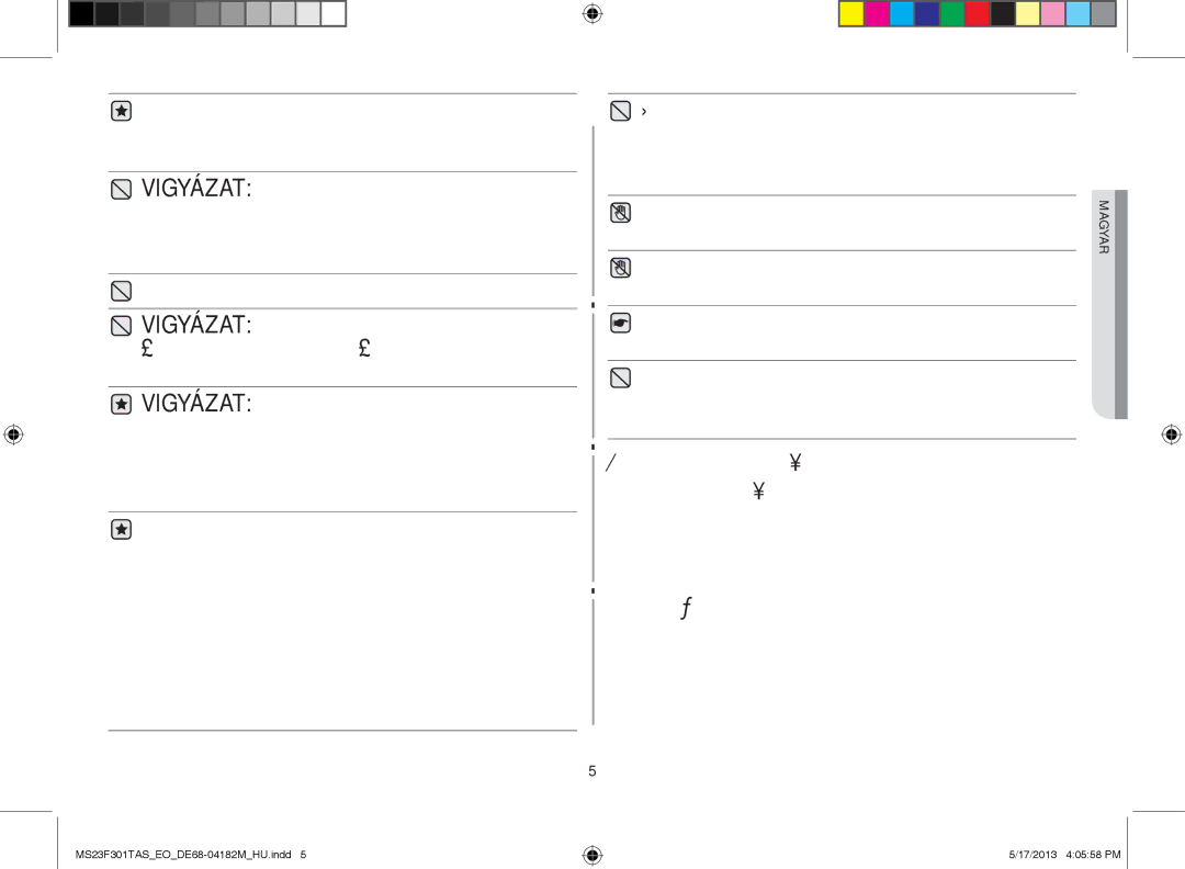 Samsung MS23F301TAS/OL, MS23F301TAS/EO, MS23F301TFK/EO manual Magyar 