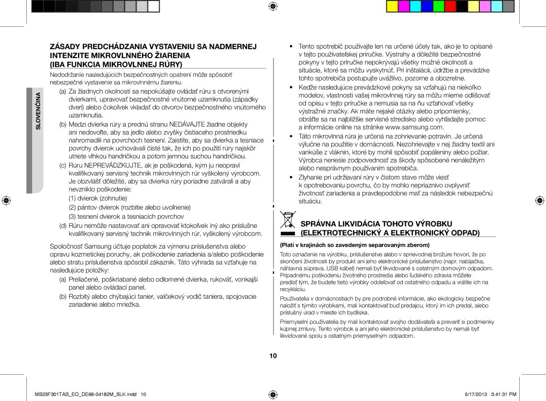 Samsung MS23F301TFK/EO, MS23F301TAS/EO, MS23F301TAS/OL manual Platí v krajinách so zavedeným separovaným zberom 