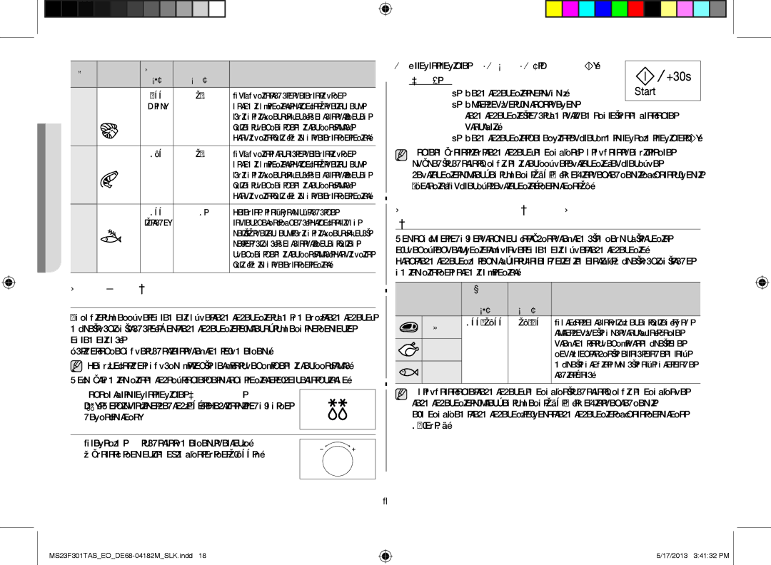 Samsung MS23F301TAS/OL, MS23F301TAS/EO, MS23F301TFK/EO POužíVANIE fuNkCIE VýkONNéHO AuTOmATICkéHO rOzmrAzOVANIA, Min Mäso 