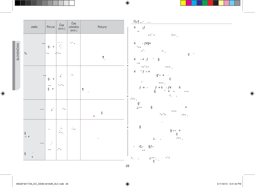 Samsung MS23F301TFK/EO, MS23F301TAS/EO manual Špeciálne Rady, Vložte 100 g čokolády do malej hlbokej sklenenej misky 