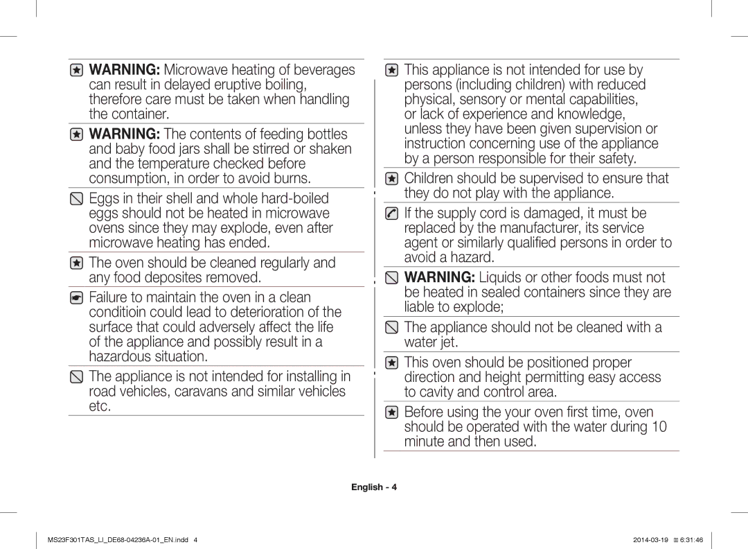 Samsung MS23F301TAW/LI, MS23F301TAK/LI manual English 