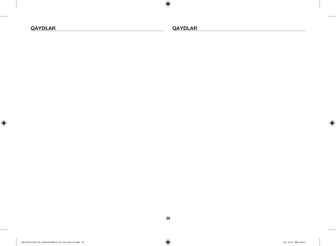 Samsung MS23F302TQK/BW, MS23F301TQR/BW, MS23F302TQS/BW, MS23F301TQW/BW manual Qaydlar 