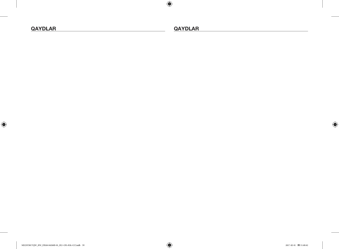 Samsung MS23F301TQW/BW, MS23F301TQR/BW, MS23F302TQS/BW, MS23F302TQK/BW manual Qaydlar 