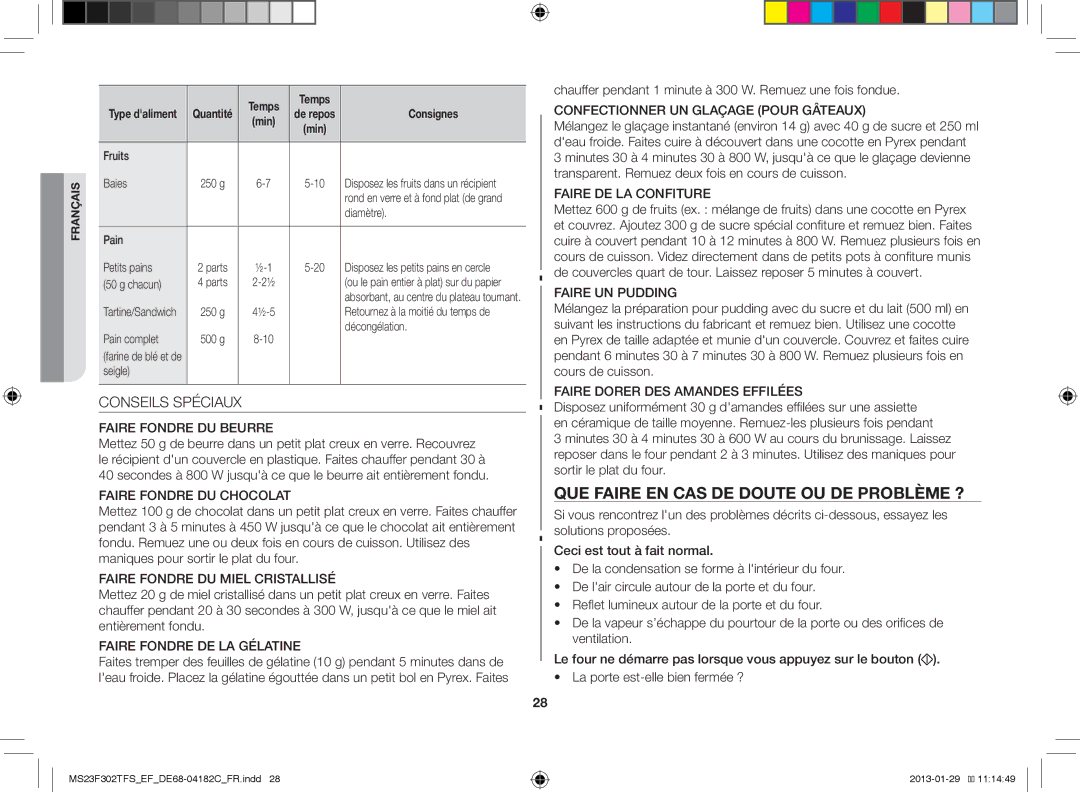 Samsung MS23F302TFS/EF manual QUE Faire EN CAS DE Doute OU DE Problème ?, Conseils Spéciaux 