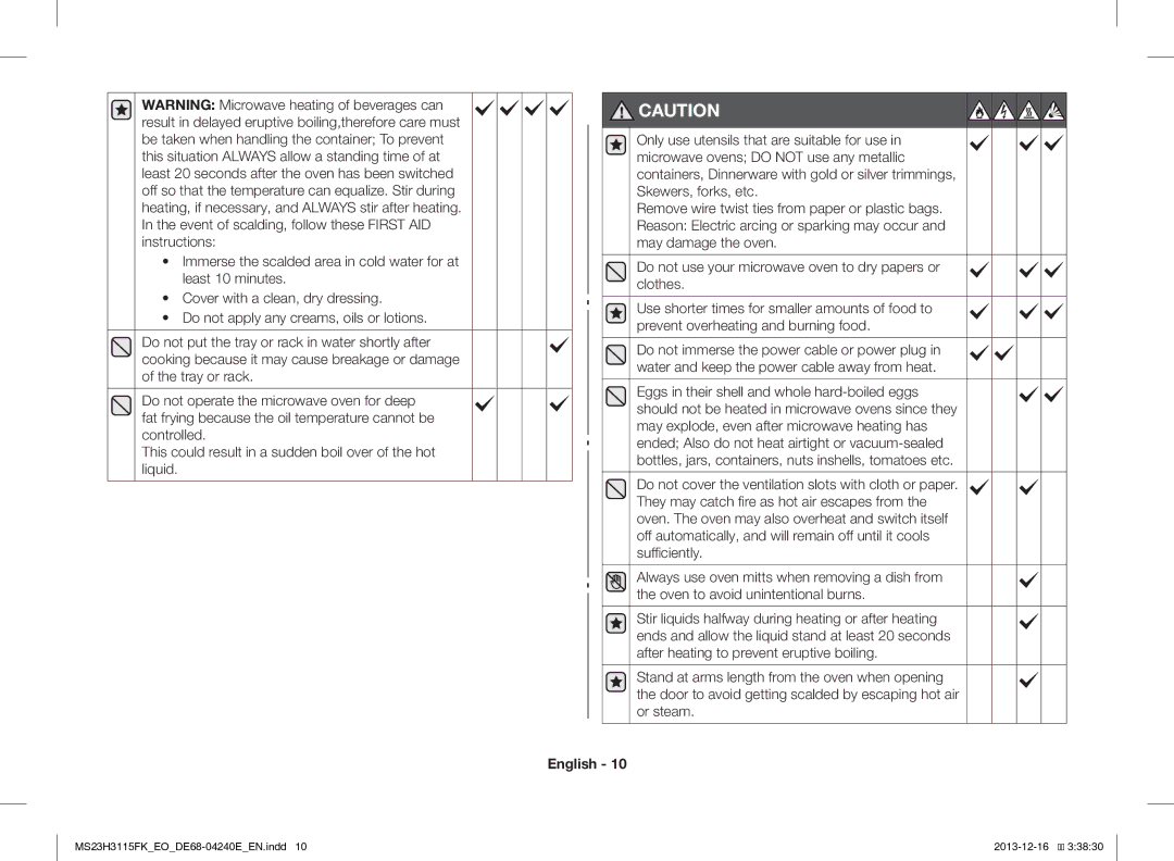 Samsung MS23H3115FK/EO manual MS23H3115FKEODE68-04240EEN.indd 2013-12-16 33830 