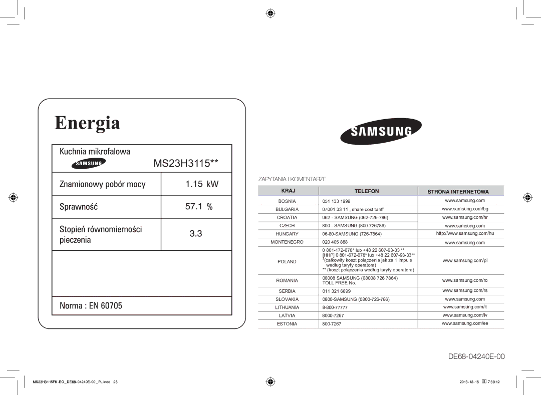 Samsung MS23H3115FK/EO manual 